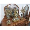 Image 1 : Brass/Marble Klinsleriche Cherub Mantle Clock w/Candle Stands - 37" x 34"