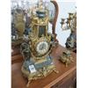 Image 2 : Brass/Marble Klinsleriche Cherub Mantle Clock w/Candle Stands - 37" x 34"