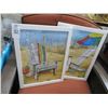Image 1 : 2-Framed Adirondack Chair Beach Scene Print Artist Mollie B. - 14" x 18" - 2 X $