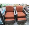 Image 1 : 2-Wood w/Rattan Padded Patio Armchair w/Ottoman - 2 X $