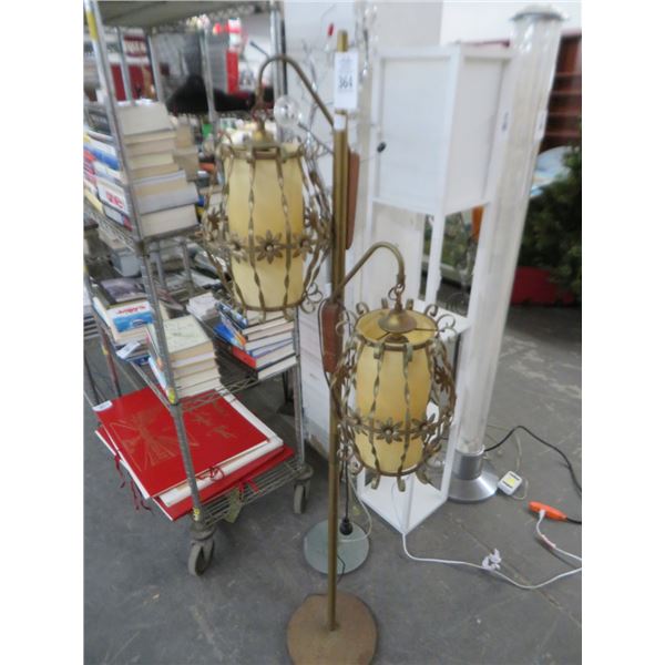 Mixed Metal Art Deco Floral Motif Floor Lamp