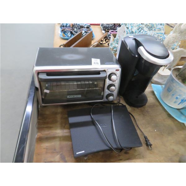 Black & Decker Toaster Oven, Keurig Coffee Maker, Samsung Blue Ray Player