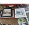 Image 1 : Framed Shadow Box Wall Art (4), Collector Plates (4)