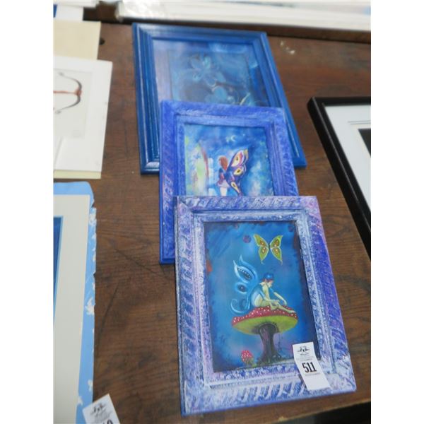 3-Framed Fairy Prints - 11" x 14" - 3 X $