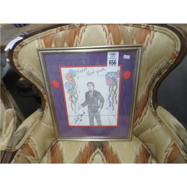 Autographed Dick Clark New Year Sketch