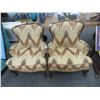 Image 1 : Carved Oak Trim Padded Armchairs (Pair)