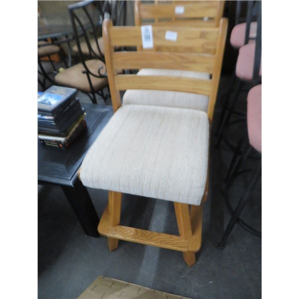 4-Oak Padded Bar Stools - 4 X $