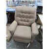 Image 1 : Tan Button Tufted Fabric Power Lift Recliner