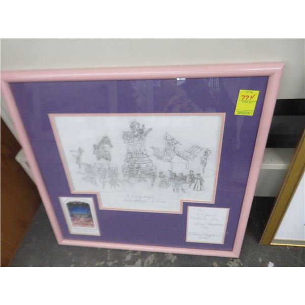 Framed Signed Jeffrey Ballet Sketch by Melanie Taylor Kent - 23" x 21"