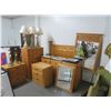 Image 1 : Oak Queen Bedroom Set Mirrored Dresser, Dresser & 2 Nightstands