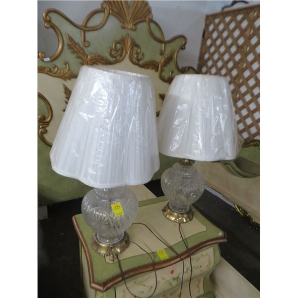 Pair of Glass And Brass Table Lamps