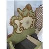 Image 2 : Carved Provincial (Hollywood Regency Style) Painted Floral Motif King Bed Frame w/Nightstand