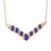 Image 1 : Plated 18KT Yellow Gold 1.70ctw Amethyst and Diamond Pendant with Chain