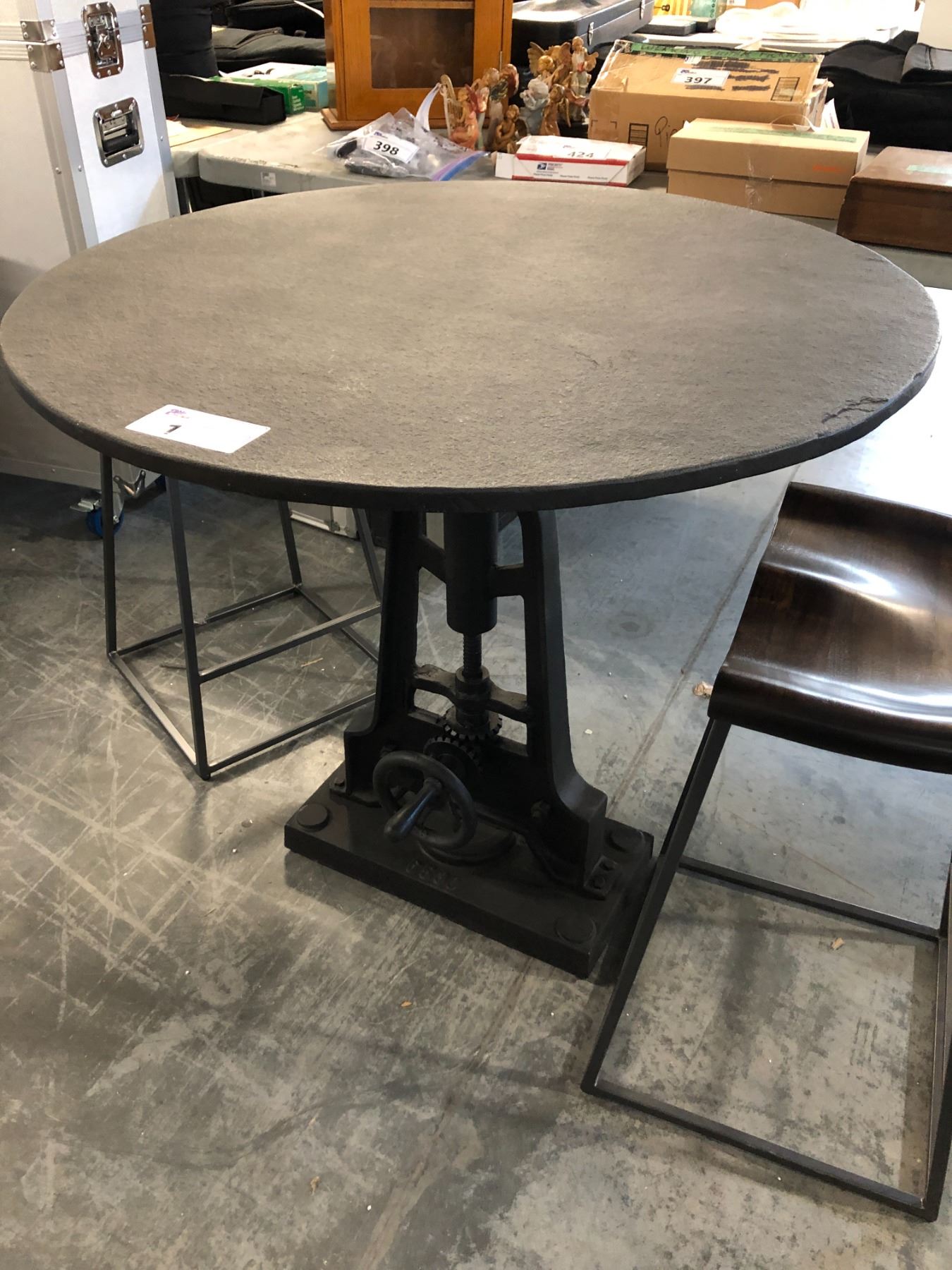 DELAWARE BLACK COATED METAL INDUSTRIAL LOOK MECHANICAL CAFE TABLE 3 ...