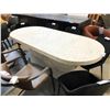 Image 1 : LYON WHITE SPECKLED OVAL SHAPED DINING TABLE 79"W X 35.5"D X 30.5"H WITH HOLLOW CONCRETE BASE