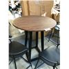 Image 1 : TRI-MESA WALNUT/BLACK ROUND BAR TABLE 3' DIAMETER X 42"H