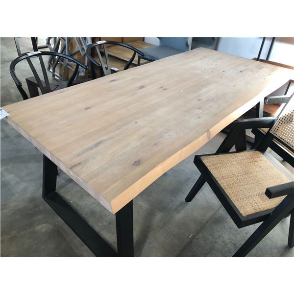 MILA NATURAL OAK LIVE EDGE STYLE RECTANGULAR DINING TABLE 79 X 37 Mila natural oak live edge style rectangular dining table 79 x 37