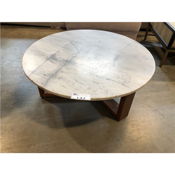 JINXX GREY MARBLE ROUND COFFEE TABLE 38" DIAMETER