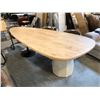Image 1 : NATURAL OAK CUSTOM TEARDROP DINING TABLE 96" X 45"