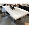 Image 2 : WHITE LIVE EDGE STYLE DINING TABLE 94"W X 42"D X 30.5"H