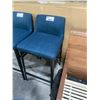 Image 2 : TURQUOISE FABRIC/BLACK BASE DESIGNER BAR HEIGHT LOW BACK STOOL