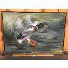 Image 1 : MALLARD DUCK - FRAMED OIL ON CANVAS - SIGNED - 26 x 38in