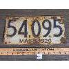 Image 1 : 1920 MASSACHUSETTS LICENSE PLATE