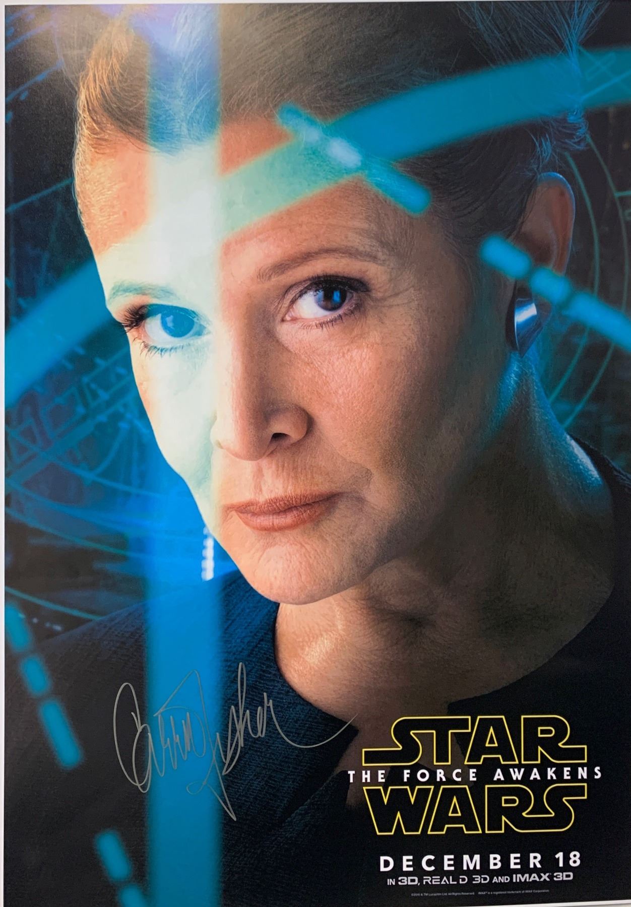 CARRIE FISHER signed autographed photo Star Wars action scene COA Hologram main image 0