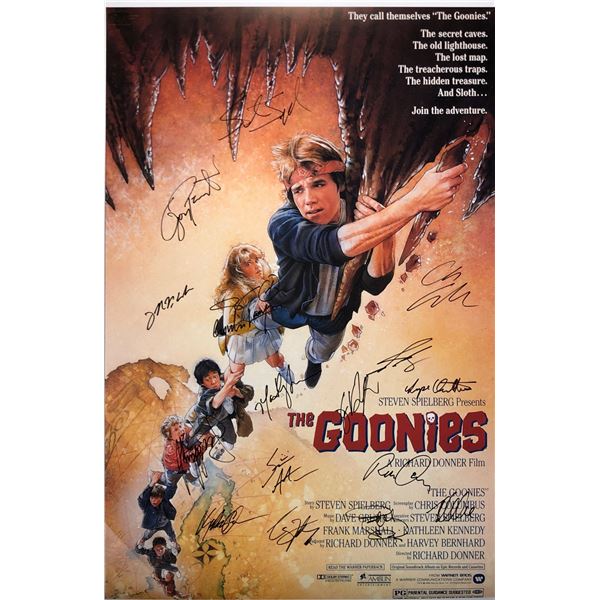 Signed Goonies Poster Sean Astin Josh Brolin