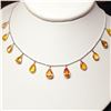 Image 1 : 14K  ORANGE SAPPHIRES(8CT) NECKLACE 18"