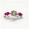 Image 1 : 14K  DIAMOND(0.65CT) RUBY(0.5CT) RING SIZE 6