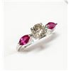 Image 2 : 14K  DIAMOND(0.65CT) RUBY(0.5CT) RING SIZE 6