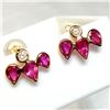 Image 1 : 14K  BURMA RUBY(1.3CT) DIAMOND EARRINGS