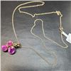 Image 2 : 10K/14K  PINK SAPPHIRE(4.5CT) DIAMOND(0.06CT) NECKLACE 18"