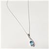 Image 2 : 10K  BLUE TOPAZ(0.5CT) DIAMOND(0.2CT) NECKLACE
