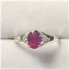 Image 1 : 10K  RUBY(1CT) DIAMOND(0.05CT) RING SIZE 7