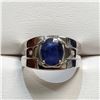 Image 1 : SILVER NATURAL BLUE SAPPHIRE(3CT) 2 CZ(0.06CT) RING SIZE 9