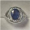Image 1 : SILVER BLUE SAPPHIRE(2.5CT) CZ(0.9CT) RING SIZE 9