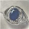 Image 2 : SILVER BLUE SAPPHIRE(2.5CT) CZ(0.9CT) RING SIZE 9