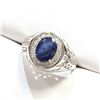 Image 2 : SILVER NATURAL BLUE SAPPHIRE(1.85CT) 3 CZ(1CT) RING SIZE 9.5