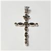 Image 1 : LARGE SILVER SMOKEY QUARTZ CROSS PENDANT