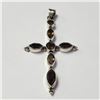 Image 1 : LARGE SILVER GENUINE GEMSTONE CROSS PENDANT
