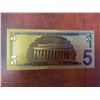 Image 2 : $5 US DOLLAR 24K GOLD FOIL BANK NOTE