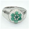 Image 1 : SILVER EMERALD(1.35CT) RING SIZE 7