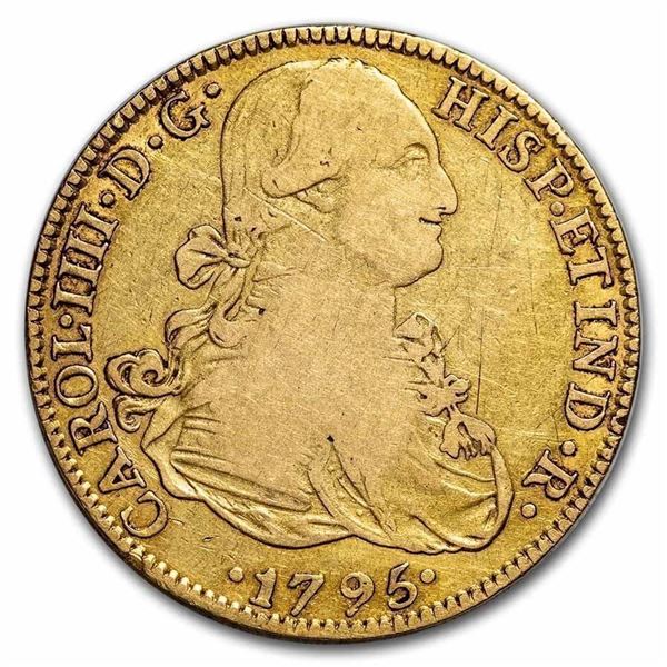 1795-Mo FM Mexico Gold 8 Escudos Carlos IV