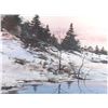 Image 2 : Original Watercolor and Oil Farm Winter Landscape