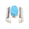 Image 1 : Alpaca Silver and Turquoise Cabochon Cuff Bracelet