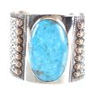 Image 3 : Alpaca Silver and Turquoise Cabochon Cuff Bracelet