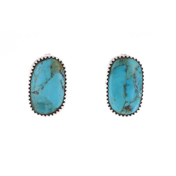 Navajo Blue Gem Turquoise Sterling Earrings