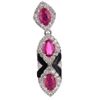 Image 2 : Ceylon Ruby Onyx & 18k White Gold Dangle Earrings